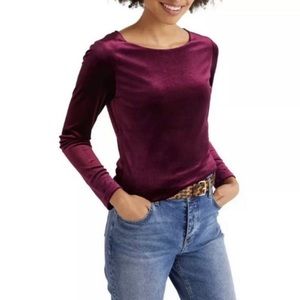 NEW Boden mulled wine velvet long-sleeve top - 6